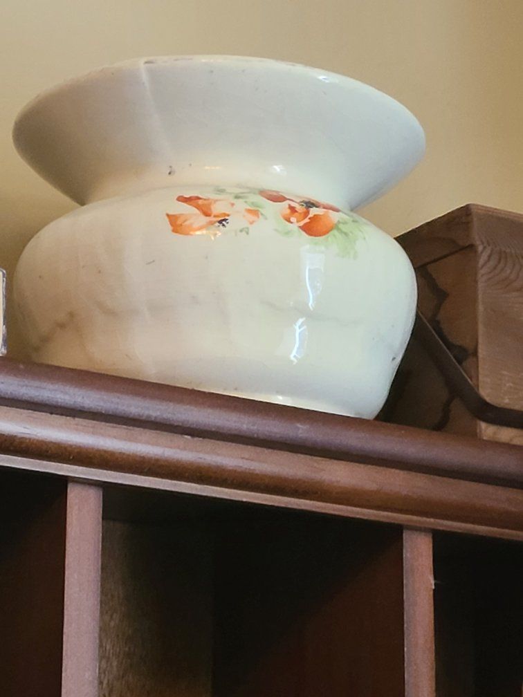Antique Ceramic Chamber Pot with Floral Design