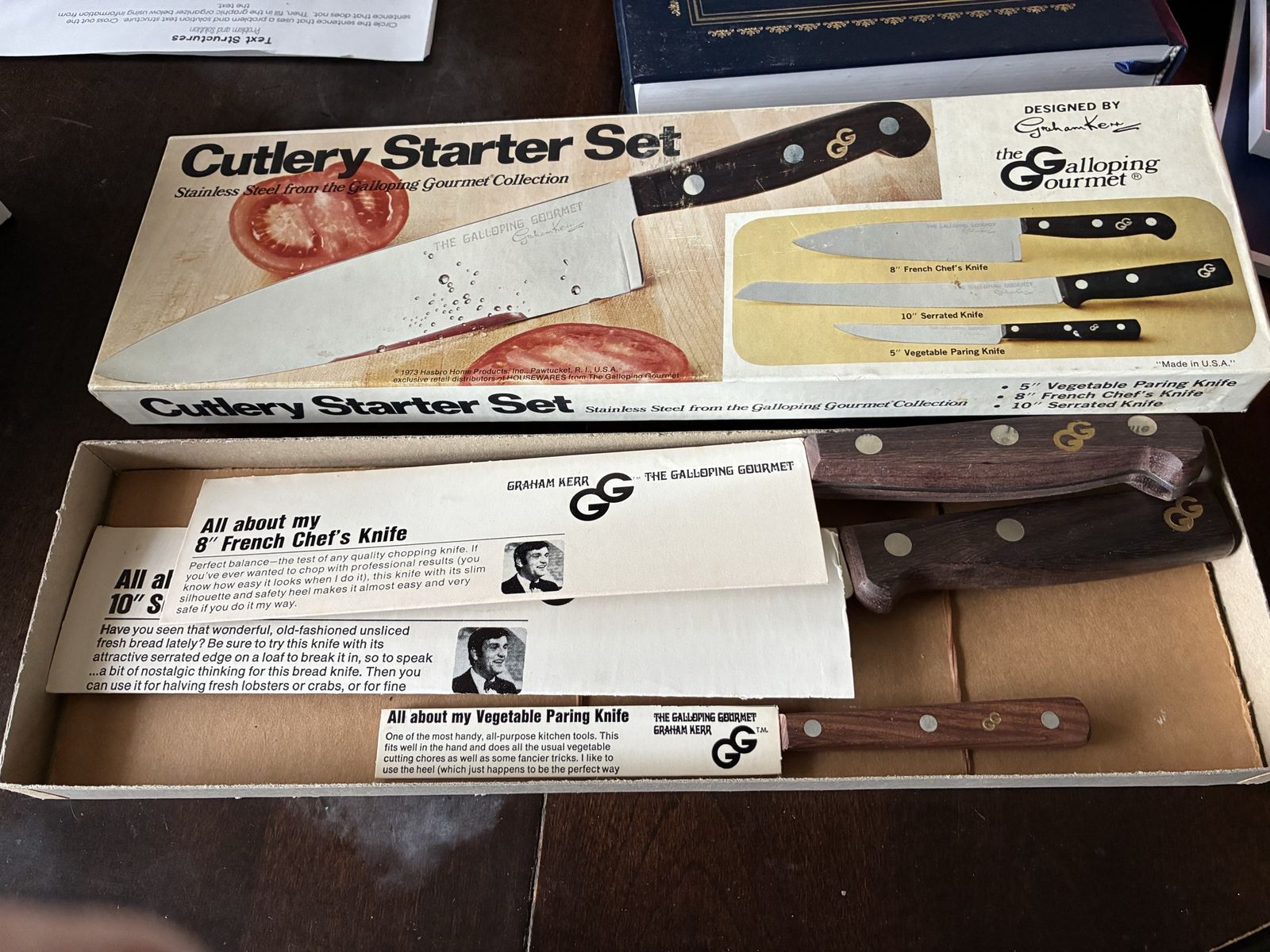 Vintage 1973 Graham Kerr "The Galloping Gourmet" Cutlery Starter Set, knives,  (3-Piece)