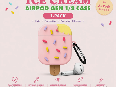 elago Ice Cream AirPods Case Gen 1 2 Cover Shockproof Silicone w Keychain