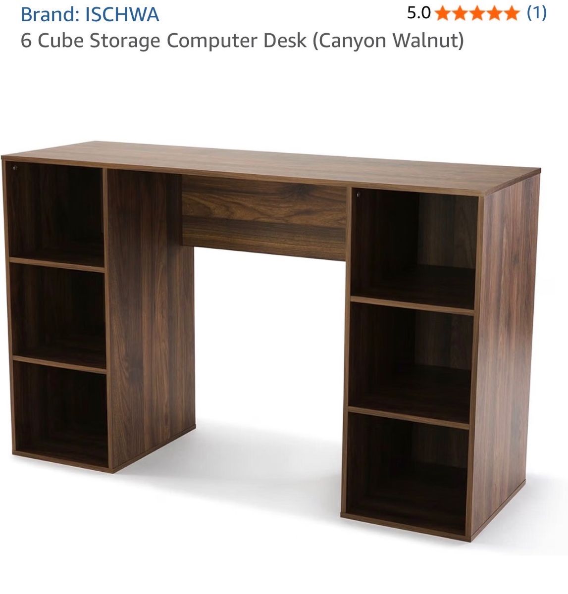 ISCHWA 6 Cube Storage Desk, Canyon Walnut