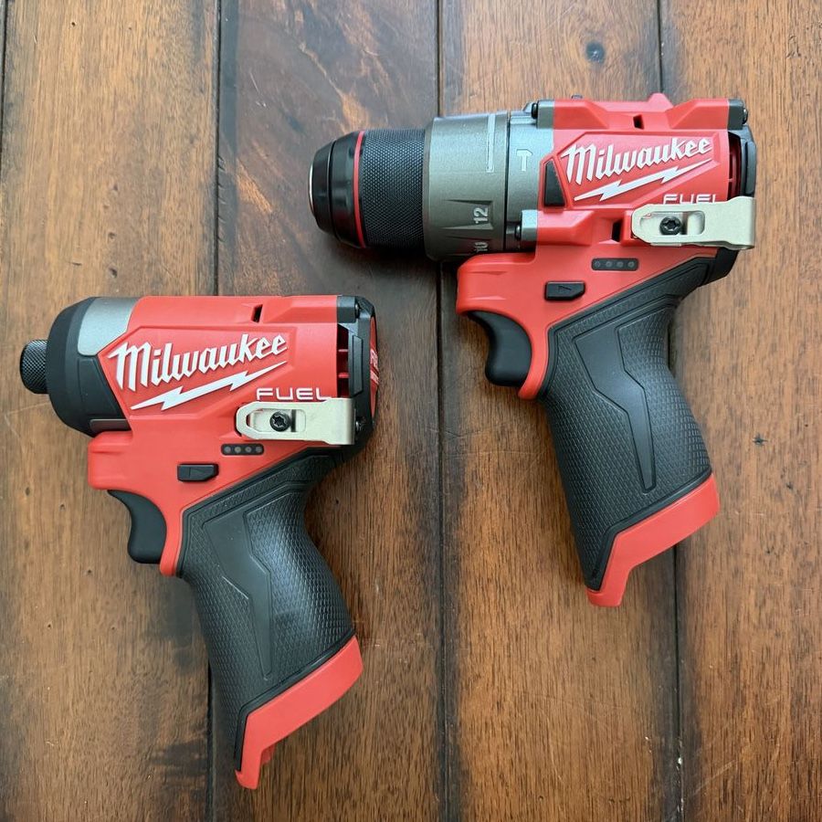 New Milwaukee M12 FUEL 1/2" Hammer Drill/Driver & Impact Driver Set