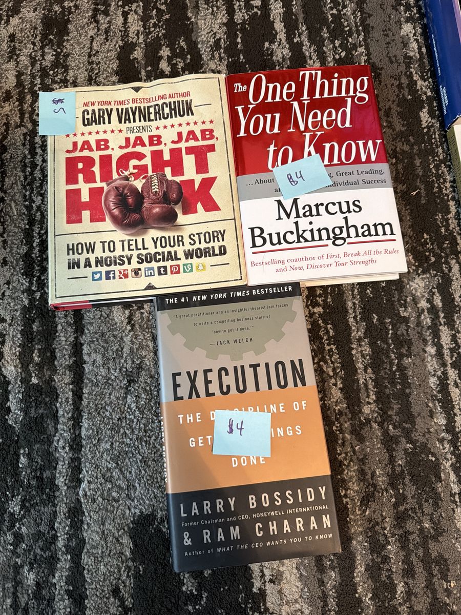 Business Books Lot: Jab, Jab, Jab, Right Hook; The One Thing You Need to Know; Execution