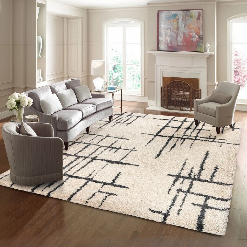 Thomasville Luxury Shag Area Rug, Meara Ivory, 9.5' x 13' #80256