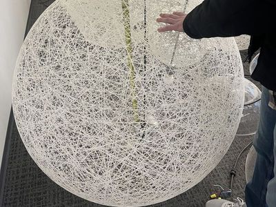 Large String Sphere Pendant Light Fixture - White, 24-36 inch diameter