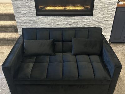 Modern Black Sleeper Sofa- Pull-out Bed- Like New
