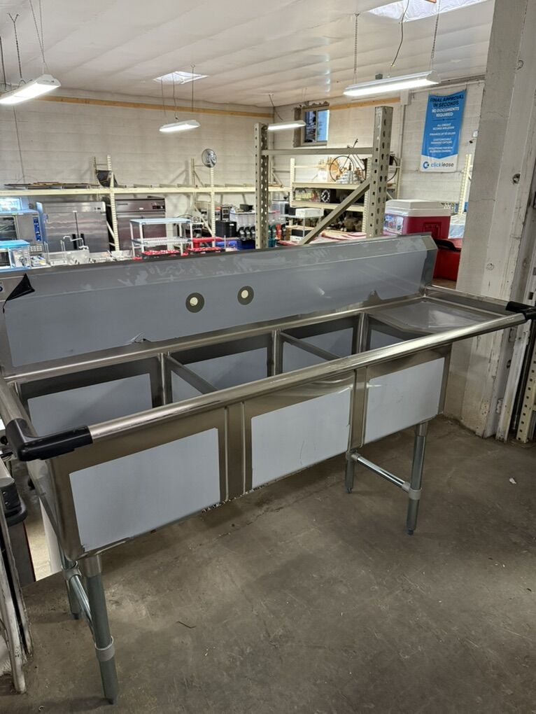 New 3 Compartment Sink 75With Left Drain Board