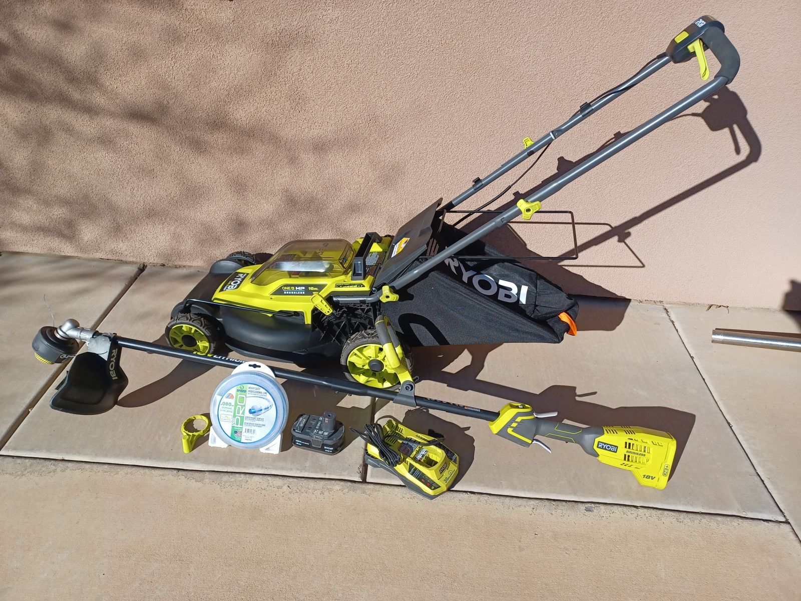 Ryobi mower/trimmer package