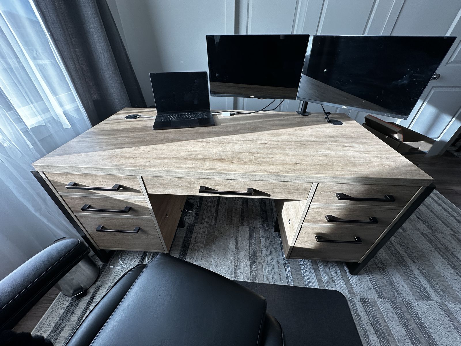 Executive Desk and Bookshelves with cabinets