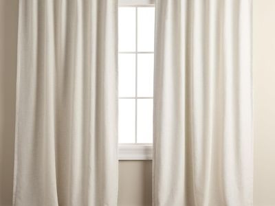 Town & Country Luxe Solid Linen Texture Indoor Curtains, Blackout Back Tab/Rod Pocket Top, 2-Pack Set, Natural Linen, 50"x84"