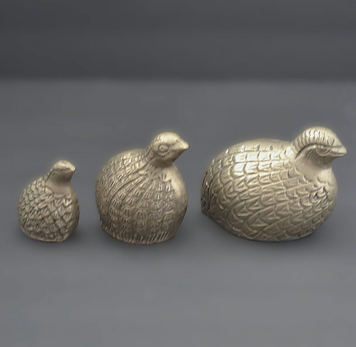 Vintage Brass Quail Figurines - Set of 3 Decorative Bird Statues - Home Decor Accents