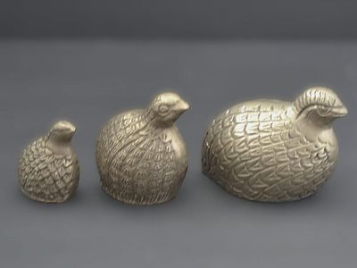 Vintage Brass Quail Figurines - Set of 3 Decorative Bird Statues - Home Decor Accents