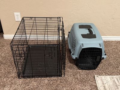 24in Dog Kennel & 24in Folding Dog Crate Set -