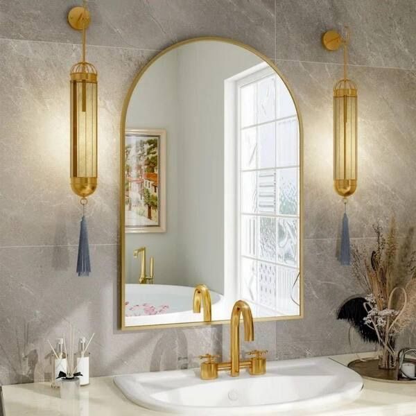 Gold Arch Bathroom Vanity Mirror – 24x36