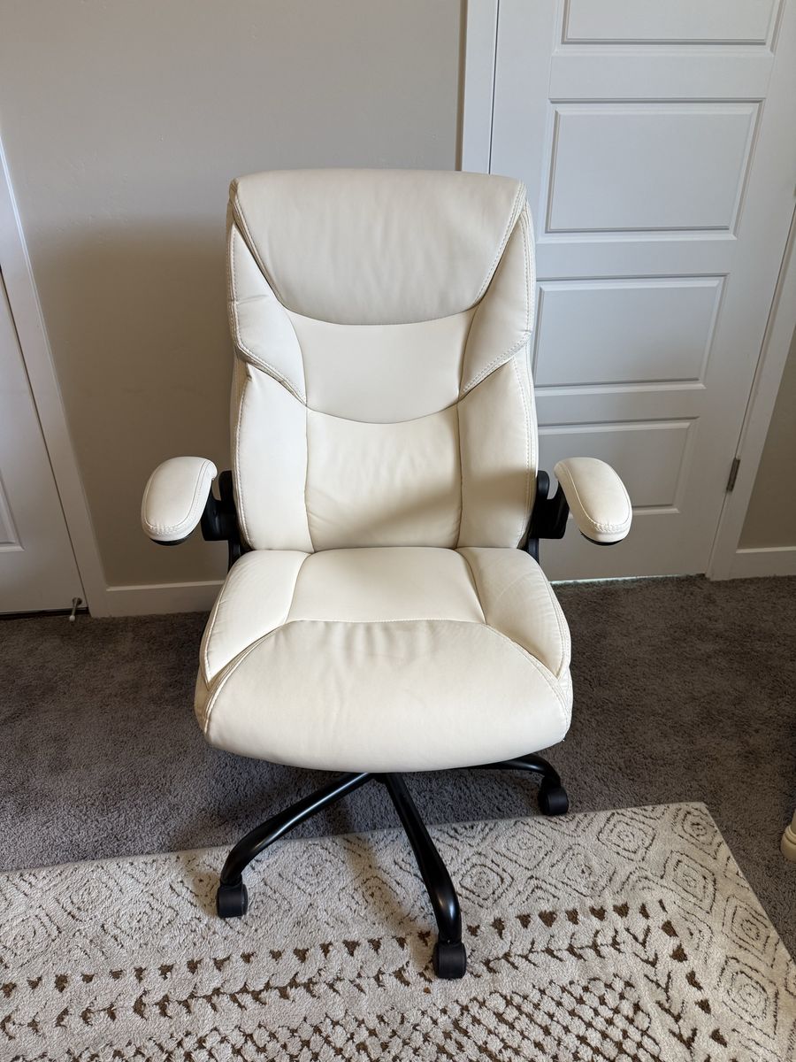 Amazon Basics Beige Executive Office Chair - Ergonomic, Lumbar Support, Swivel, Adjustable Height