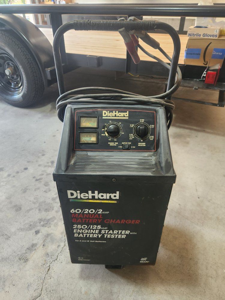 DieHard Wheeled Battery Charger & Engine Starter with Tester 60/20/2 Amp 6/12V