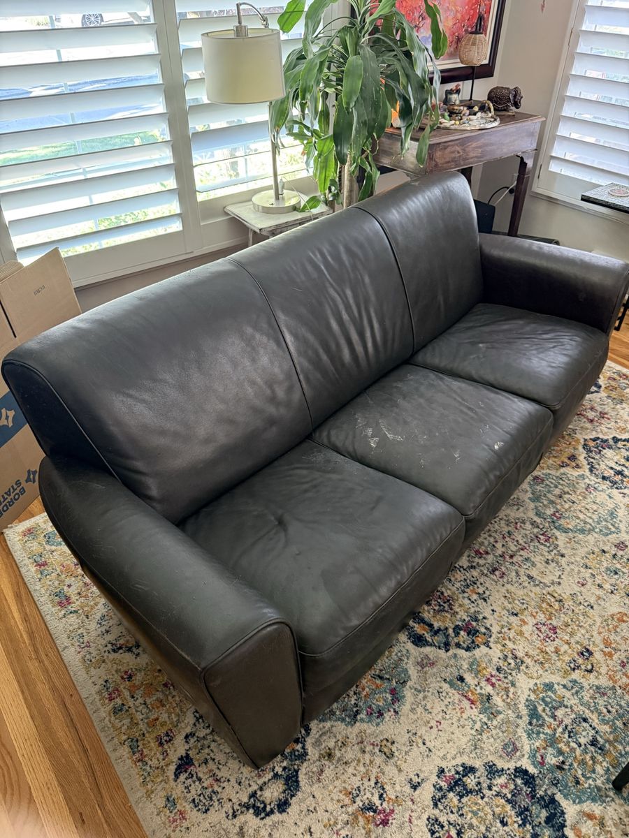 Used Leather Sofa - Dark Brown, 3-Seater Couch