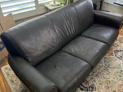 Used Leather Sofa - Dark Brown, 3-Seater Couch