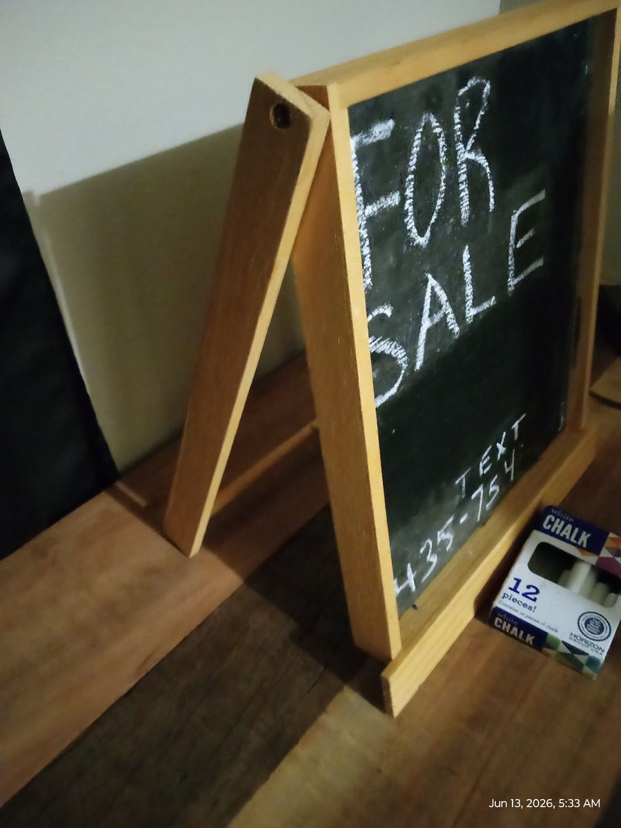 Wooden A-Frame Chalkboard Sign with Chalk - Tabletop Display for Messages & Events