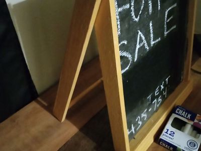 Wooden A-Frame Chalkboard Sign with Chalk - Tabletop Display for Messages & Events