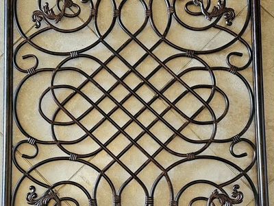 Large Wrought Iron Wall Art Decor - Ornate Scrollwork Metal Panel 39"×30"