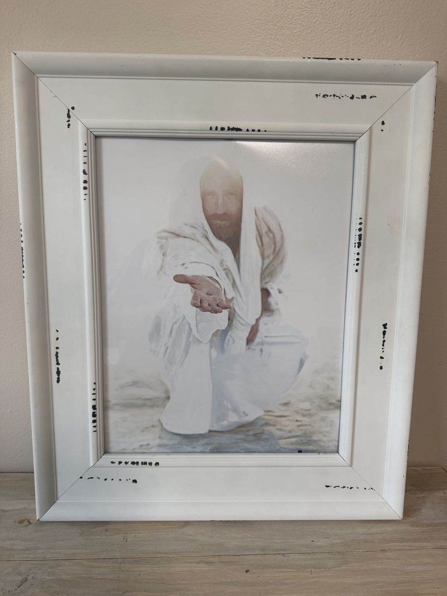 Framed Religious Art Print Featuring Jesus Reaching Out