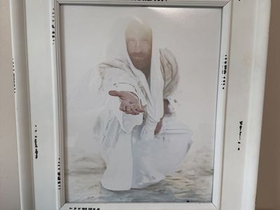 Framed Religious Art Print Featuring Jesus Reaching Out