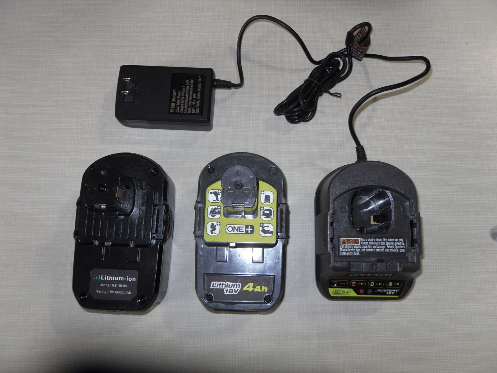Ryobi ONE+ 18V Lithium-Ion 4Ah and 6Ah Batteries with P118 Charger - Power Tool Accessories