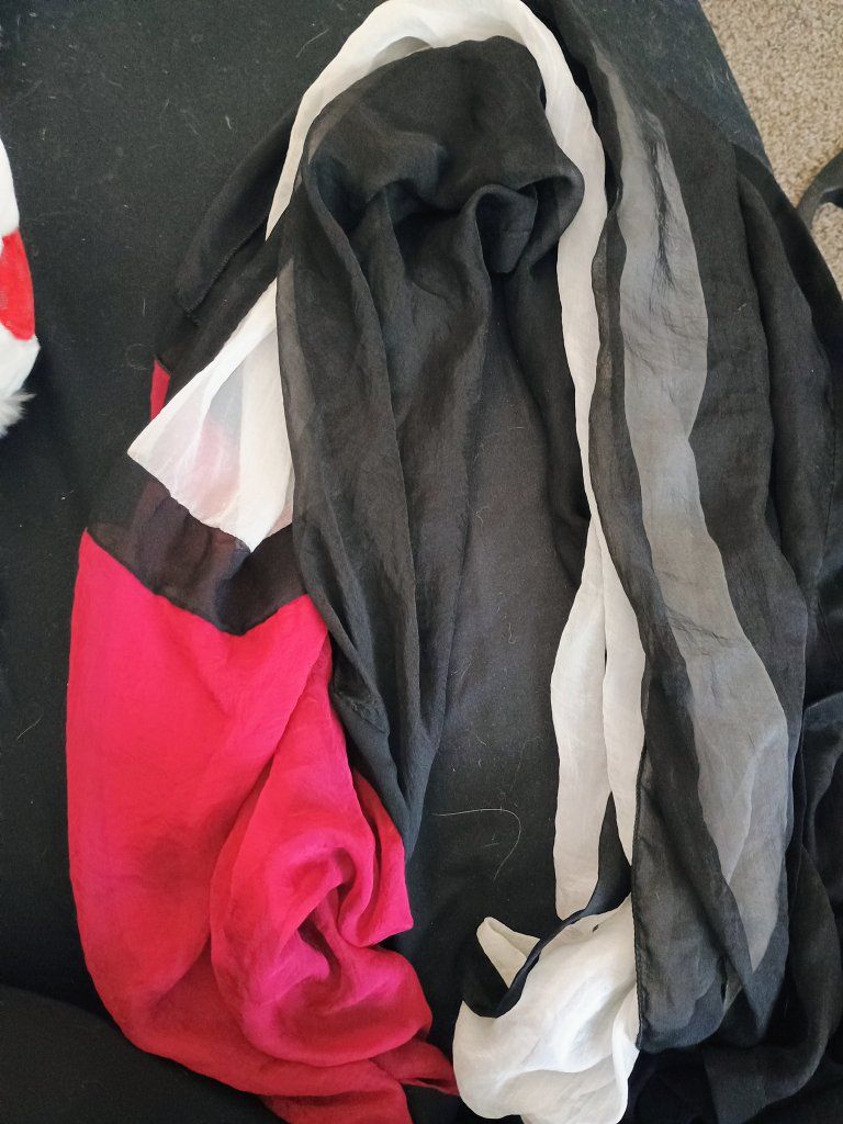 Red, White & Black Sheer Scarf