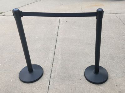 (10) New 2 Pack Of Black Stantion Belt Barrier