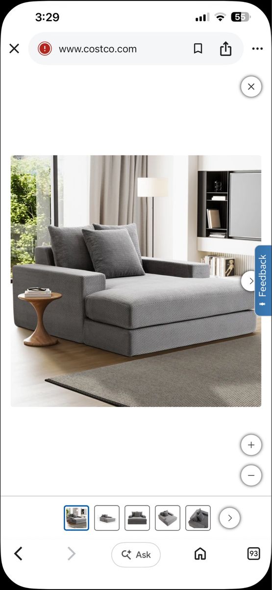Oversized Grey Cuddle Chair Lounge Sofa with Pillows