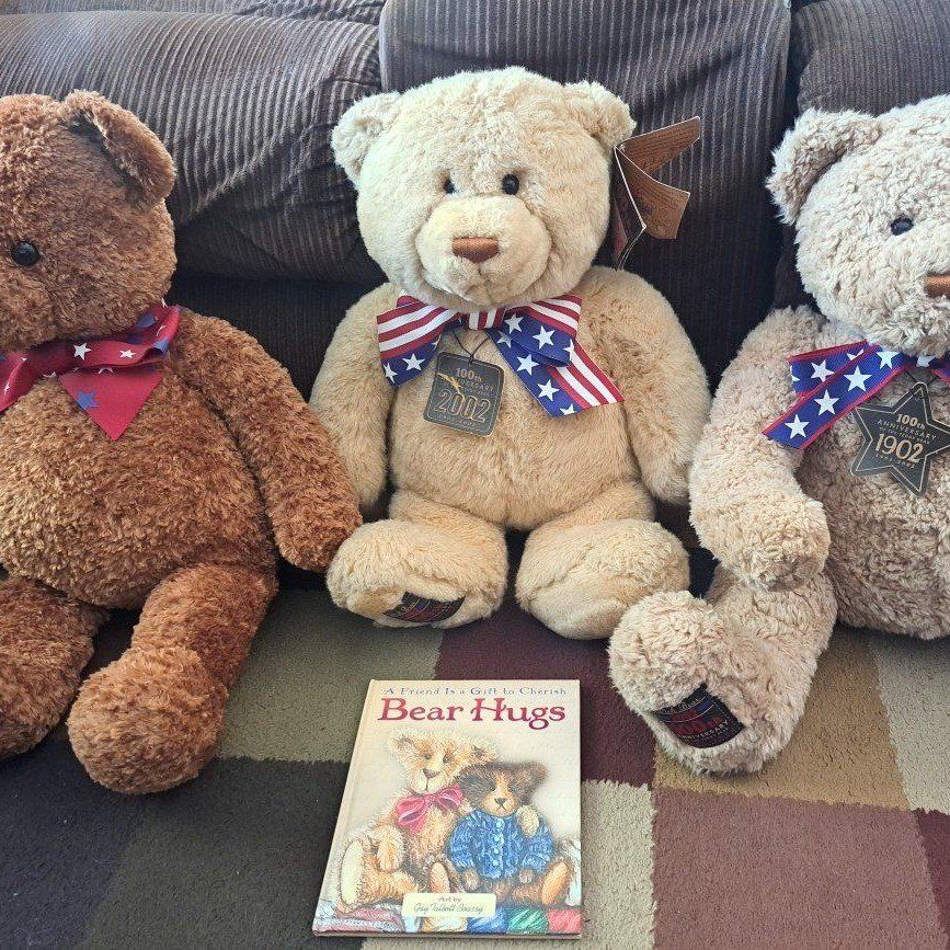 3 large special 100th anniversary teddy bears