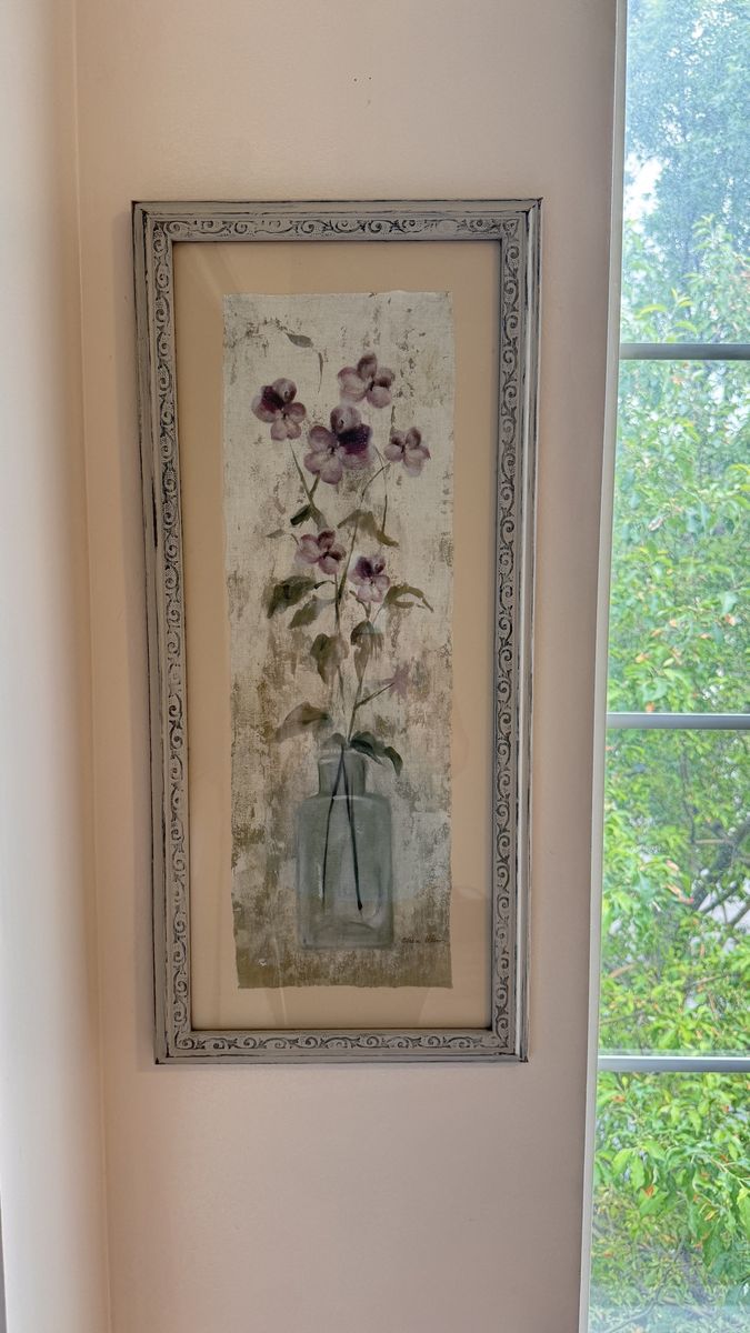 Vintage Wooden Framed Floral print artwork