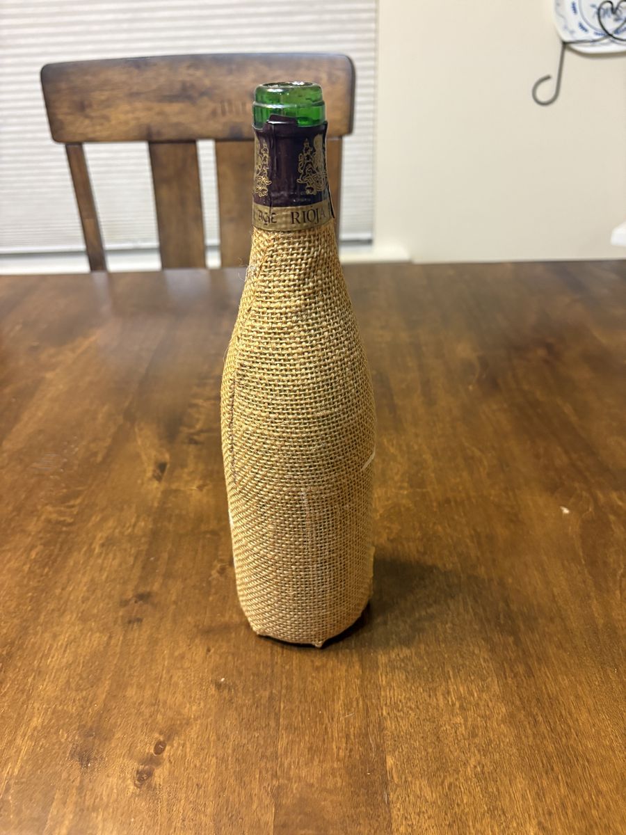 Vintage Rioja Age Burlap Wrapped Wine Bottle Collector Item