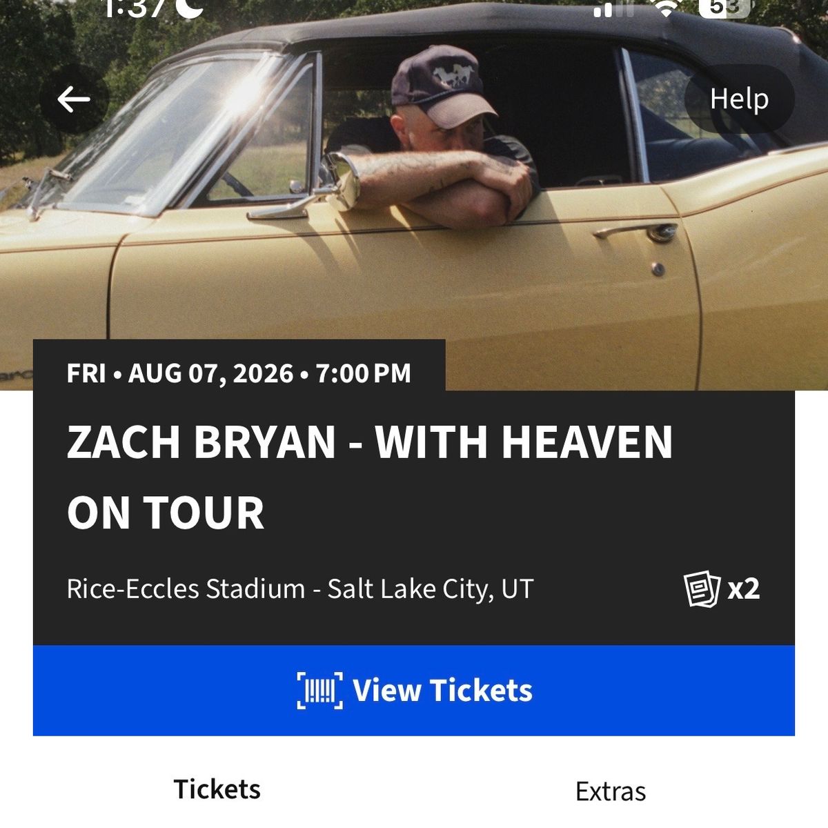 2x Zach Bryan GA Tickets August 7