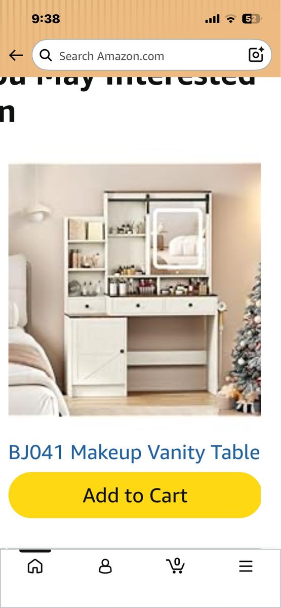 BJ041 Makeup Vanity Table Desk with Lighted Mirror and Shelves