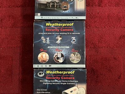 Set of 3 IP Weatherproof Black/White Night Vision Security Cameras - Built-in Mic & Easy Install