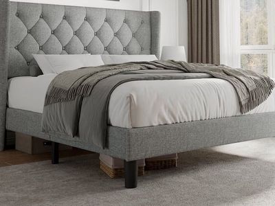 Qeeen Bed / Gray/ 10 Inch Mattress- Medium Firm