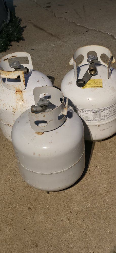 3 Propane Tanks Cylinders - White - Great for Exchange or Refill