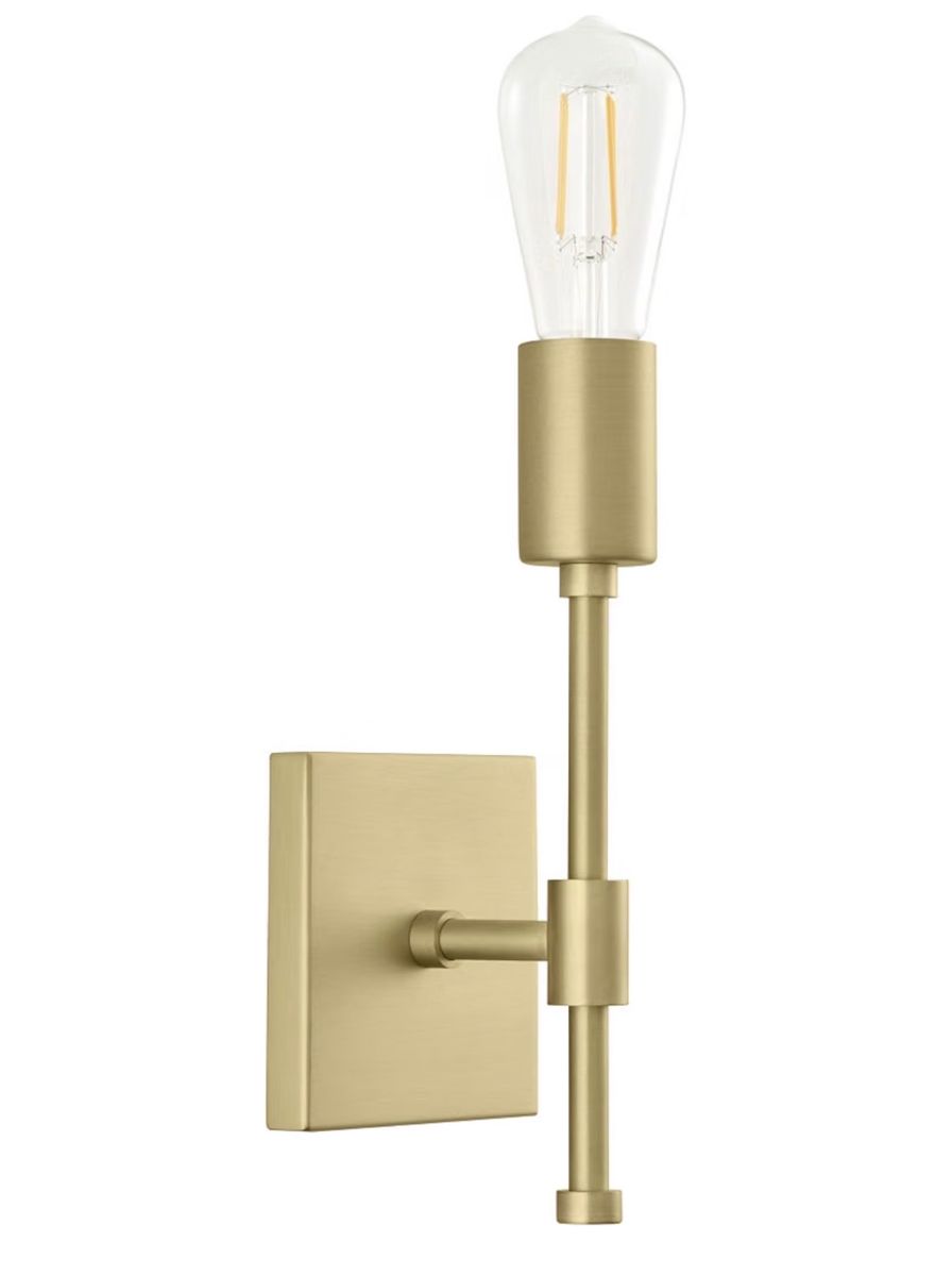Berbella Wall Sconce, Modern Single Light Fixture, Satin Brass Finish