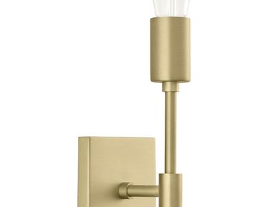 Berbella Wall Sconce, Modern Single Light Fixture, Satin Brass Finish