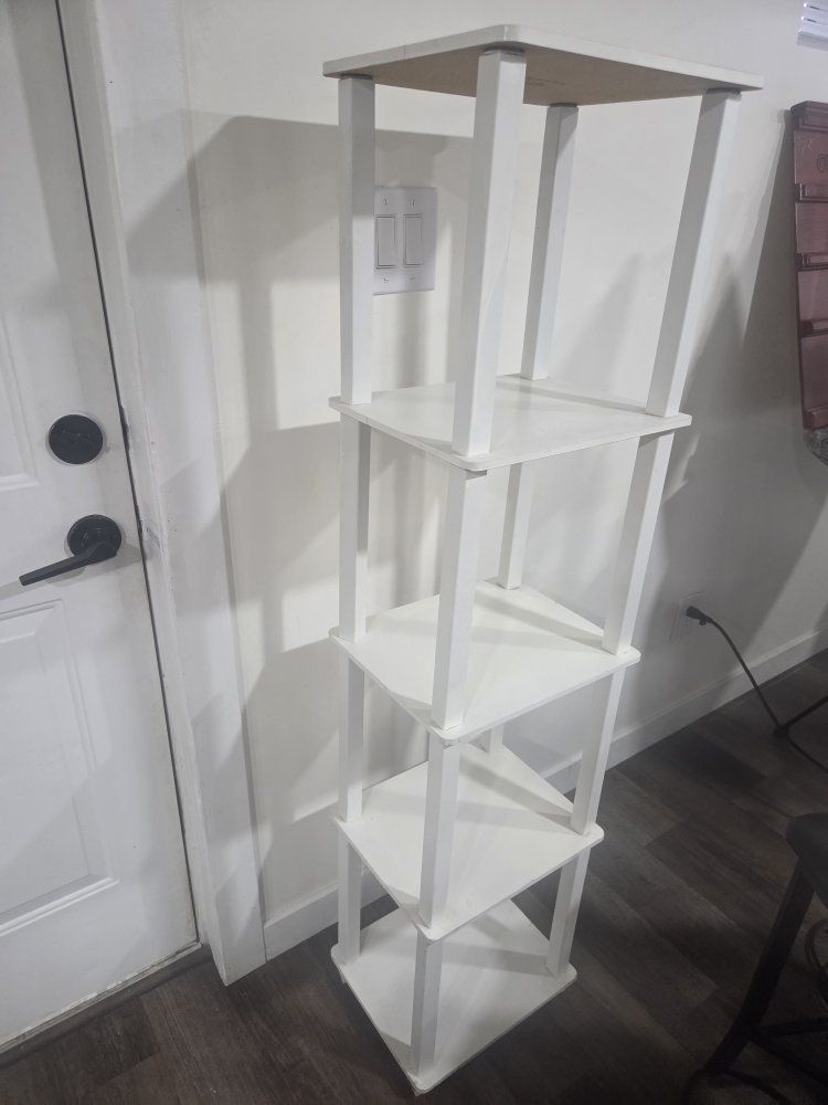 White 5-Tier Vertical Wooden Bookshelf Display Shelving Unit