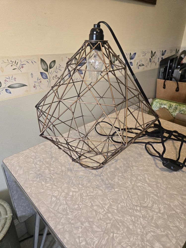 Industrial Geometric Cage Pendant Light - Bronze finish
