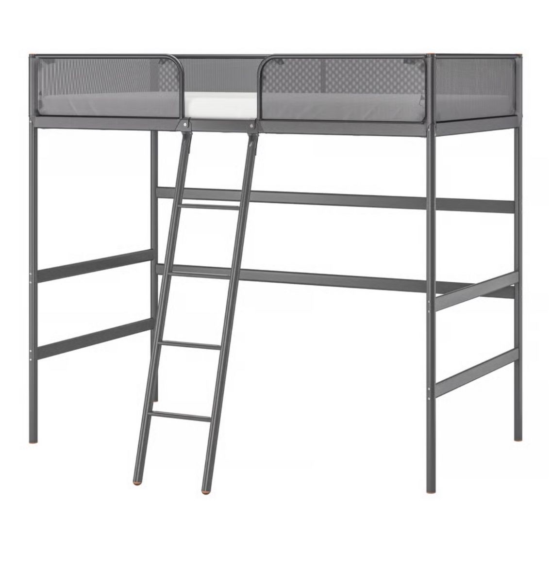 IKEA Metal Loft Bed Frame with Ladder - Gray, Twin