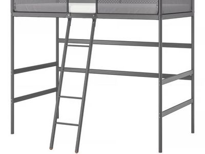 IKEA Metal Loft Bed Frame with Ladder - Gray, Twin