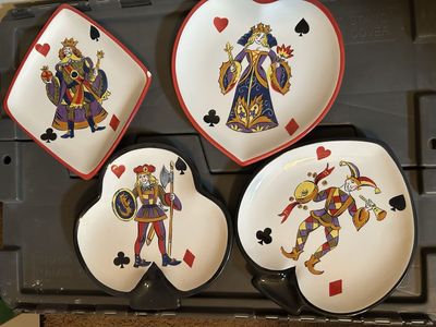 TABLETOPS GALLERY King of Hearts Card Shaped Hand Painted Appetizer Plates - Set of 4