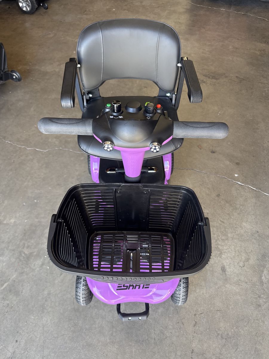 ESKRTE 4-Wheel Purple Mobility Scooter with Basket, Compact & Portable
