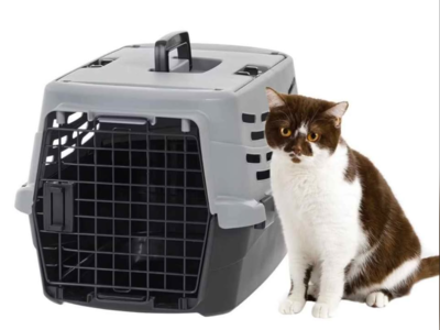 NEW USA Small Pet Travel Carrier with Front and Top Access, Black/Gray