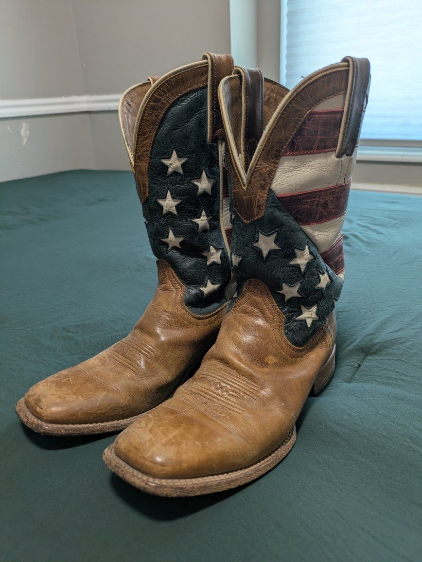 Shyanne Women's 6.5B American Flag Cowboy Boots - Leather Upper & Outsole, Made in Mexico