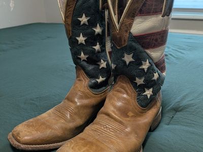 Shyanne Women's 6.5B American Flag Cowboy Boots - Leather Upper & Outsole, Made in Mexico