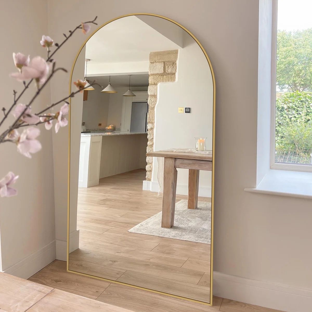 Oversized Gold Arched Full-Length Mirror – 86” x 46” – Brand New Sealed